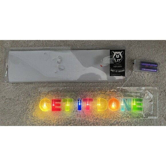LIT LED Multicolor 1.5" T Lights "Get It Done" 4 Dorm Locker Apartment 65289 NEW - Picture 1 of 9